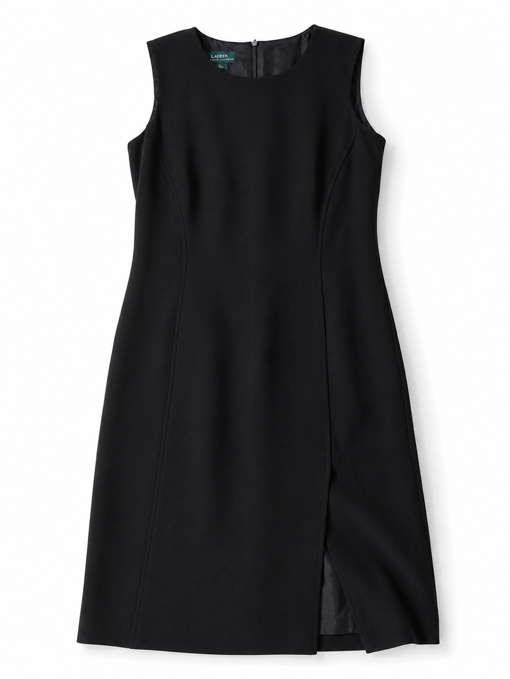 Lauren Ralph Lauren Black Sleeveless Sheath Dress Size 8 Classic Career Midi